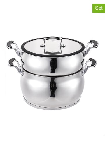 Laguiole 3-delige set: roestvrijstalen pan met deksel - Ø 28 cm