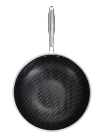 Laguiole Wok "Black Steel" w kolorze srebrnym - Ø 32 cm