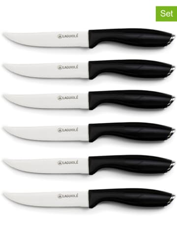 Laguiole 6er-Set: Steakmesser ''Lumin'' in Schwarz - (L)22,3 cm