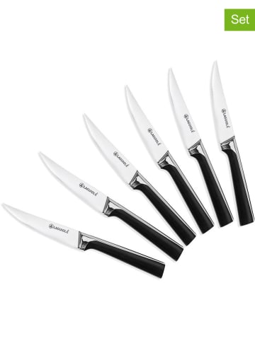 Laguiole 6er-Set: Steakmesser ''ScintiBois'' in Schwarz - (L)22,3 cm
