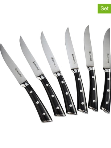 Laguiole 6er-Set: Steakmesser ''LustroBois'' in Schwarz - (L)22,3 cm