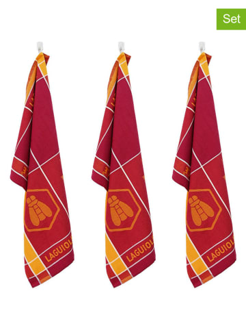 Laguiole 3er-Set: Geschirrtücher "Collection Tartan" in Rot - (L)70 x (B)50 cm