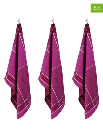 Laguiole 3er-Set: Geschirrtücher "Collection Tartan" in Lila - (L)70 x (B)50 cm