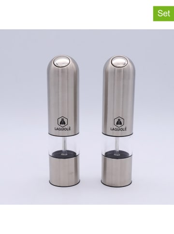 Laguiole 2tlg. Set: Elektrische Salz- & Pfeffermühle in Silber - (H)21 cm