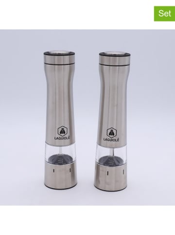 Laguiole 2tlg. Set: Elektrische Salz- & Pfeffermühle in Silber - (H)23 cm