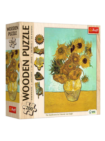 Trefl 200-częściowe drewniane puzzle "Sunflowers - Vincent van Gogh" - 6+