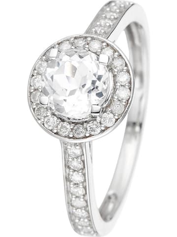 CARATELLI Witgouden ring "Isis" met diamanten en topaas