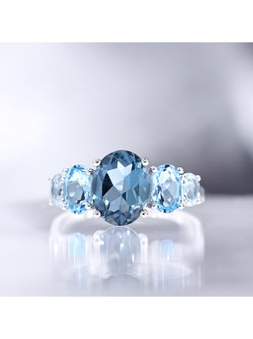 CARATELLI Witgouden ring "Blue hill" met topazen