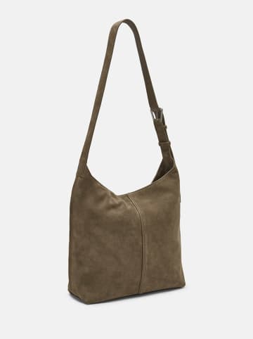 Liebeskind Berlin Leder-Schultertasche "Demi" in Khaki - (B)31 x (H)30 x (T)11 cm
