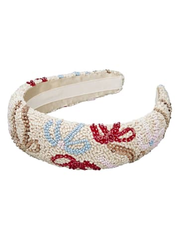 Becksöndergaard Opaska w kolorze kremowym ze wzorem do włosów