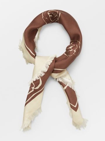 Becksöndergaard Seiden-Tuch "Rosedrop" in Creme/ Braun - (L)65 x (B)65 cm
