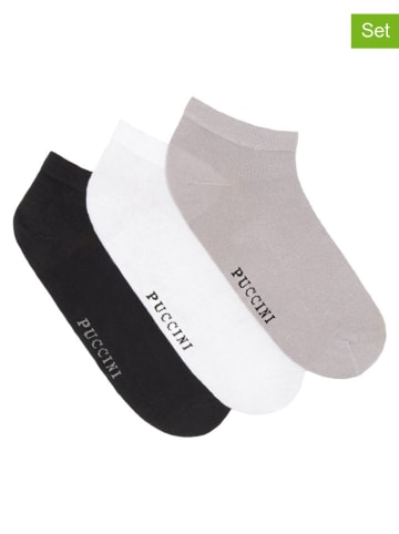 Puccini 3er-Set: Socken in Schwarz/ Weiß/ Hellbraun