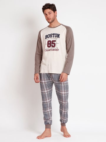 admas Piżama w kolorze beżowo-kremowym