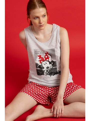 admas Pyjama in Grau/ Rot