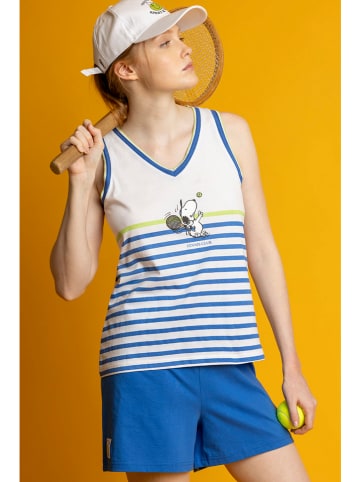 admas Pyjama in Weiß/ Blau