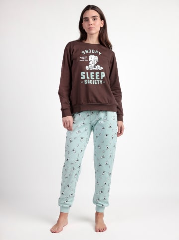 Peanuts Pyjama "Peanuts" donkerbruin/lichtgrijs