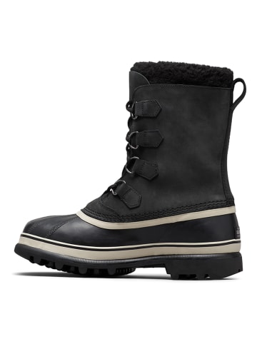 Sorel Leder-Winterboots "Caribou" in Schwarz