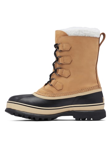 Sorel Leder-Winterboots "Caribou" in Hellbraun