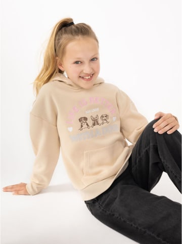 Zwillingsherz Bluza "Dog Life" w kolorze beżowym