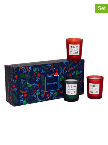 AVA & MAY 3-częściowy zestaw "Northpole" w kolorze zielono-czerwonym - 75 g