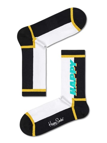Happy Socks Socken "Happy text" in Schwarz/ Weiß
