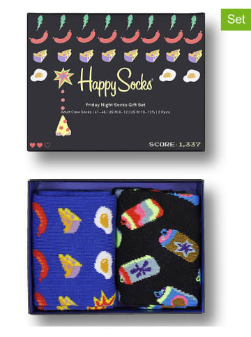 Happy Socks 2-delige geschenkset blauw/zwart/meerkleurig
