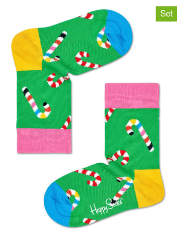 Happy Socks Skarpety (2 pary) w kolorze zielonym ze wzorem