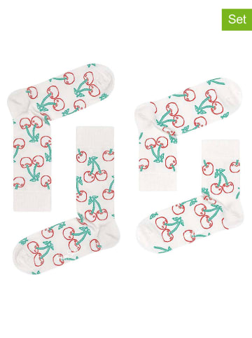 Happy Socks Skarpety (2 pary) "Crew" w kolorze białym