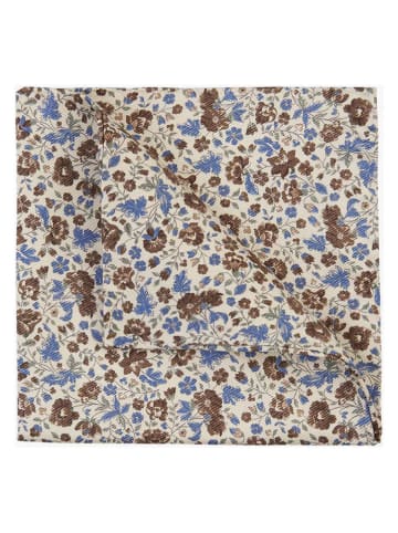 PROFUOMO Seiden-Tuch in Creme/ Braun/ Blau - (L)28 x (B)28 cm