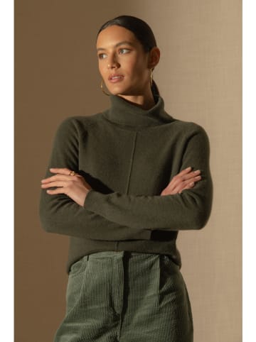 Perfect Cashmere Kaszmirowy golf "Carrick" w kolorze khaki