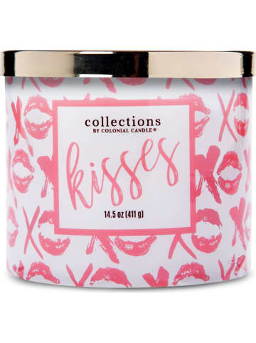 Colonial Candle Geurkaars "Kisses" lichtroze/wit - 411 g