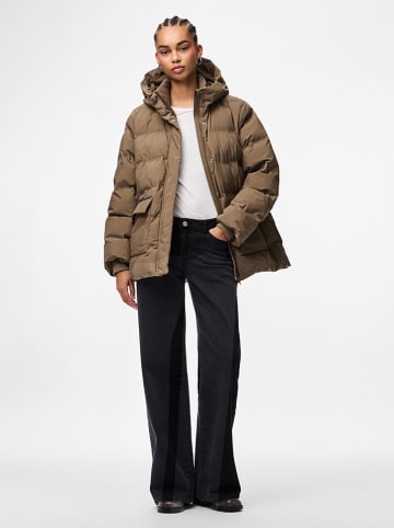 Pieces Kurtka zimowa w kolorze szarobrązowym