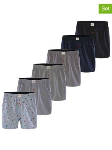 Phil & Co. Berlin Bokserki (6 par) w kolorze czarno-szaro-niebieskim