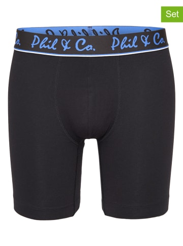 Phil & Co. Berlin Bokserki (3 pary) w kolorze czarno-niebieskim