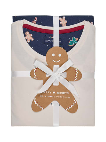 Happy Shorts Piżama w kolorze beżowo-granatowym