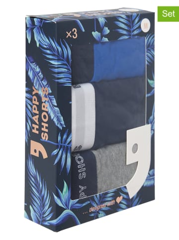 Happy Shorts Bokserki (3 pary) w kolorze niebieskim i szarym