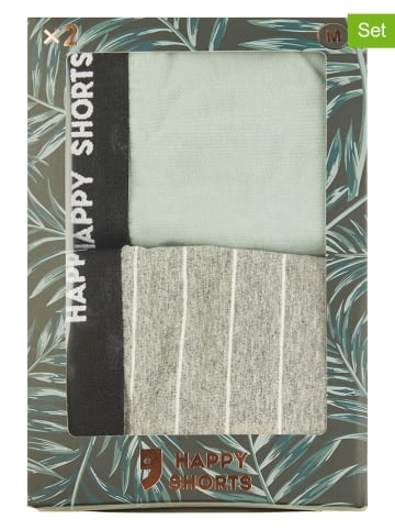 Happy Shorts Bokserki (2 pary) w kolorze jasnozielonym i szarym