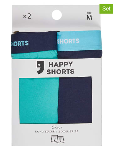 Happy Shorts Bokserki (2 pary) w kolorze turkusowo-granatowym