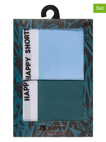 Happy Shorts Bokserki (2 pary) w kolorze zielono-błękitnym