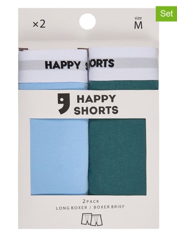Happy Shorts Bokserki (2 pary) w kolorze zielono-błękitnym