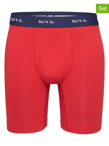 Phil & Co. Berlin Bokserki (3 pary) w kolorze granatowo-czerwonym