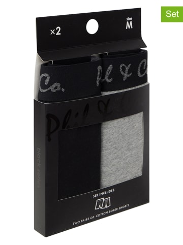 Phil & Co. Berlin Bokserki (2 pary) w kolorze szarym i czarnym