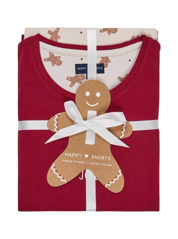 Happy Shorts Pyjama in Rot/ Creme