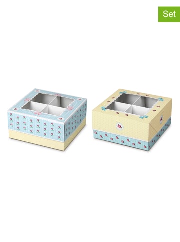 Fackelmann 2er-Set: Muffinboxen in Hellblau/ Gelb - (L)16 x (B)16 cm