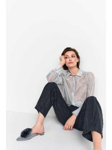 Rich & Royal Bluse in Silber/ Weiß