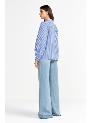 Rich & Royal Bluse in Blau/ Weiß