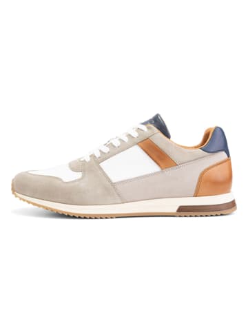 DENBROECK Leren sneakers "Leonard St." beige/wit/camel