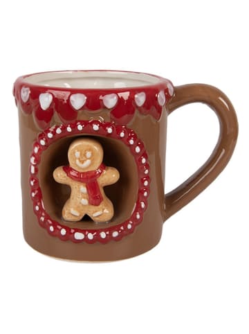 Clayre & Eef Tasse in Hellbraun/ Rot - 375 ml