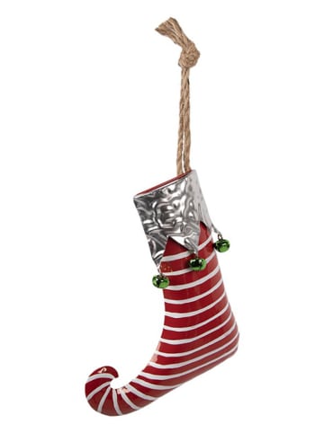 Clayre & Eef Kersthanger "Kerstsok" rood - (B)21 x (H)26 cm