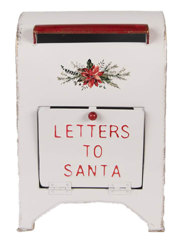 Clayre & Eef Skrzynka w kolorze biało-czerwonym na listy - 20 x 30 cm